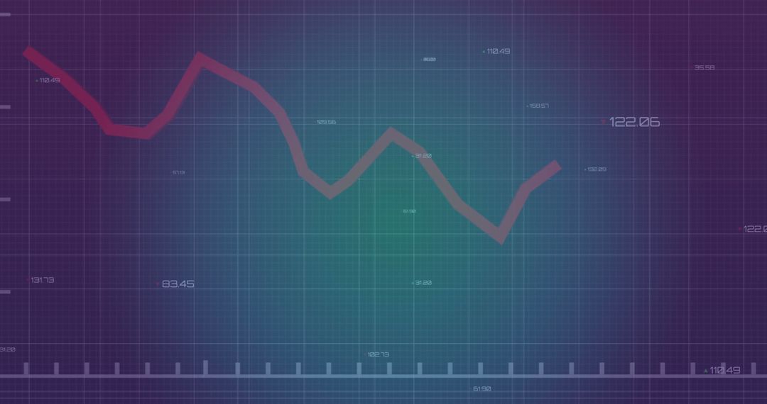 Digital interface with multicolored line graph and data analytics