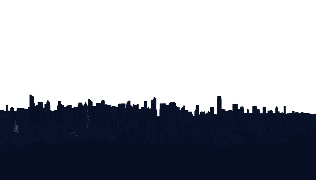 Black City Skyline Silhouette on Transparent Background