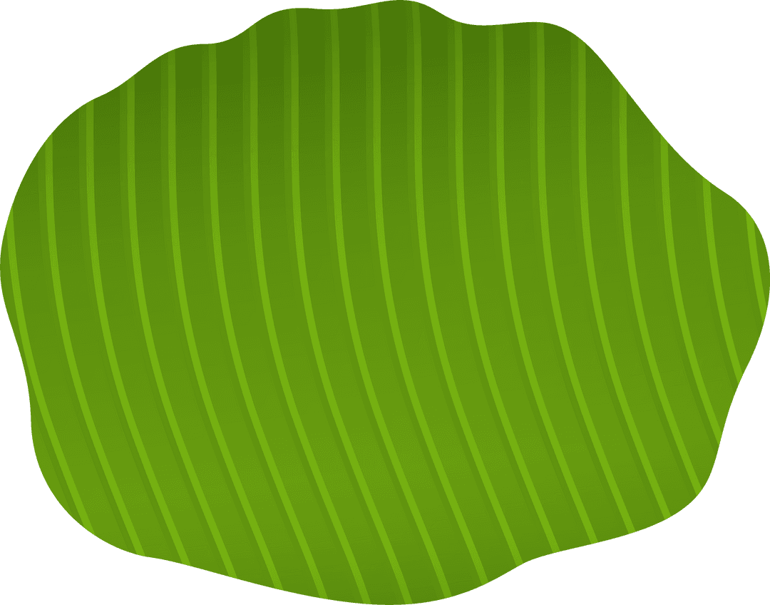 Floating Green Leaf with Transparent Background Featuring Curved Vein Stripes