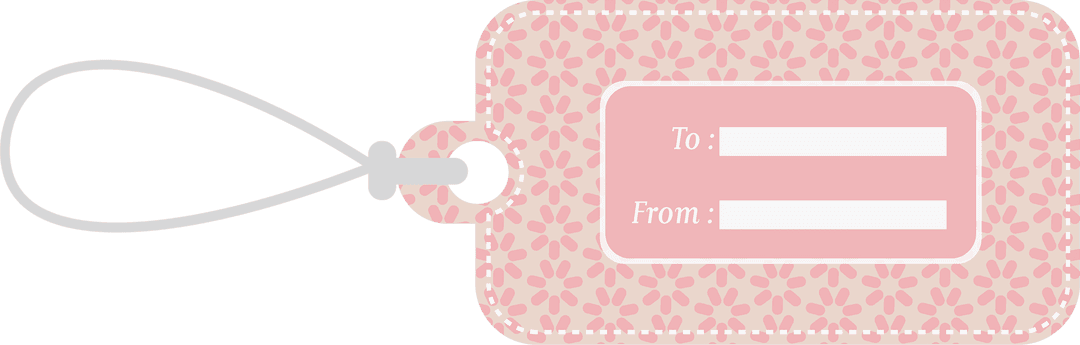 Pink Floral Gift Tag on Transparent Background for Custom Labels