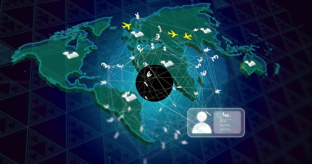 Global Transportation and Currency Exchange Concepts Over World Map