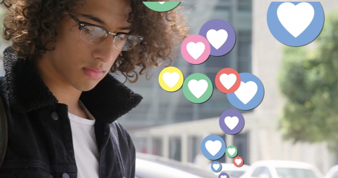 Young Professional Engaging with Social Media While Walking