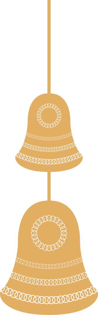 Golden Bells in Flat Design on Transparent Background Elegance and Festivity