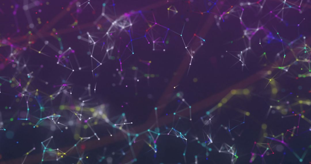Colorful Floating Abstract Network Design in Dark Background