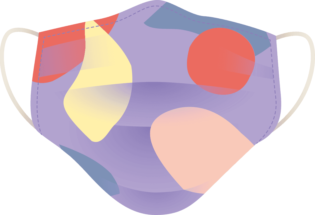 Colorful Protective Mask Illustration on Transparent Background