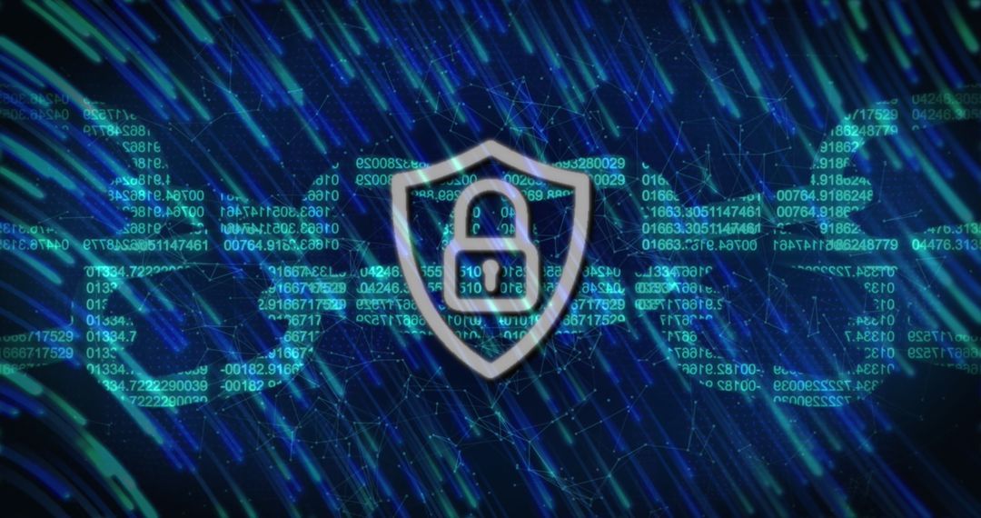 Digital Security Concept with Padlock and Data Network