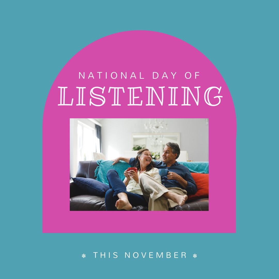 Joyful Senior Couple Celebrating National Day of Listening at Home