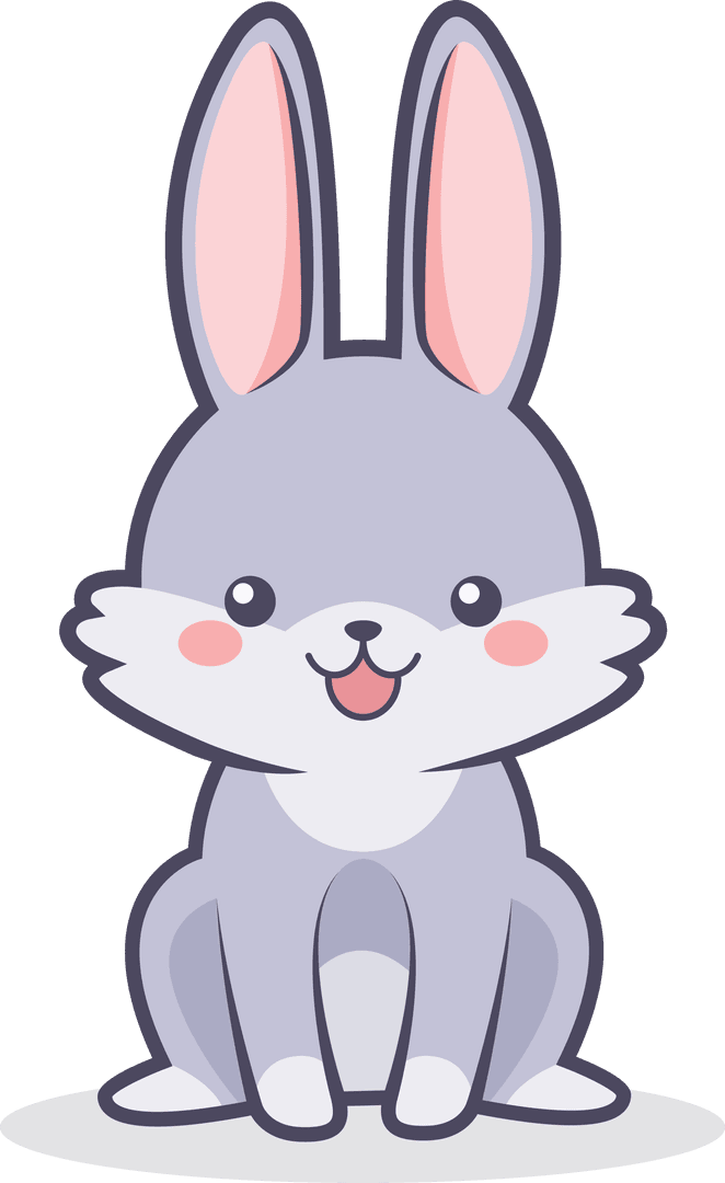 Cute Cartoon Easter Rabbit Digital Illustration on Transparent Background