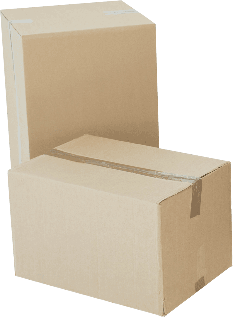 Transparent Brown Cardboard Boxes Stacked for Packaging
