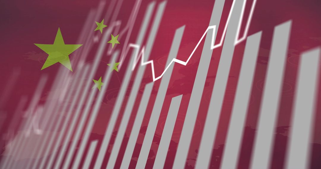 Financial Data Graph on China Flag Background