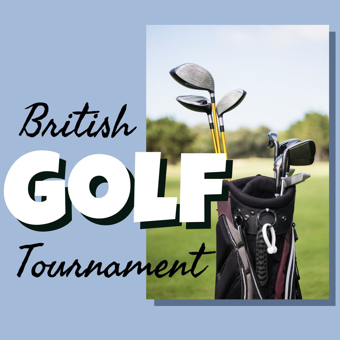 British Golf Tournament Banner with Clubs in Bag - Download Free Stock Templates Pikwizard.com