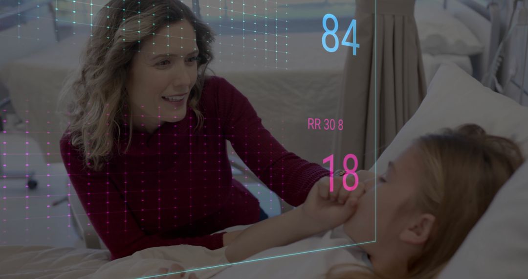 Doctor Using Digital Data Interface with Child Patient in Hospital