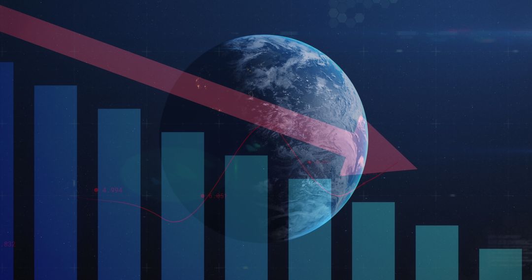 Global Economic Decline Concept with Earth Globe and Decreasing Graph