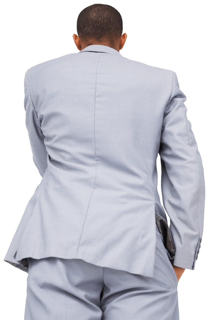 Rear View Professional African American Businessman on Transparent Background