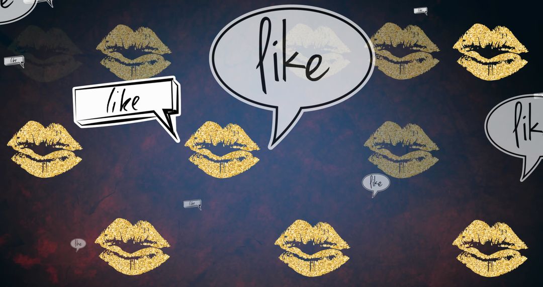 Trendy Design with Glitter Lips and Like Speech Bubbles