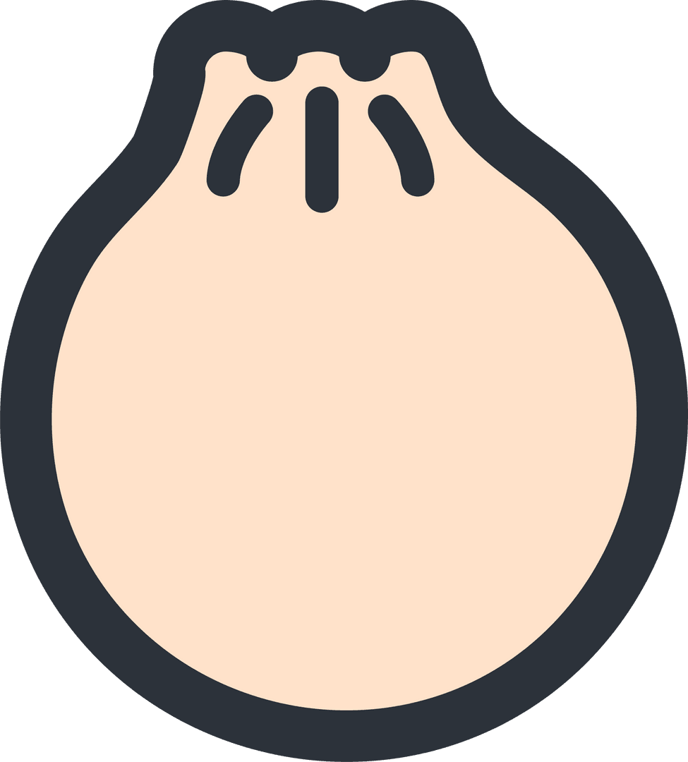 Dumpling Icon on Transparent Background in Minimalistic Design