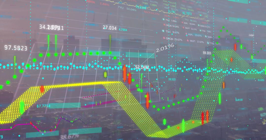 Innovative Financial Data Overlay Above Cityscape