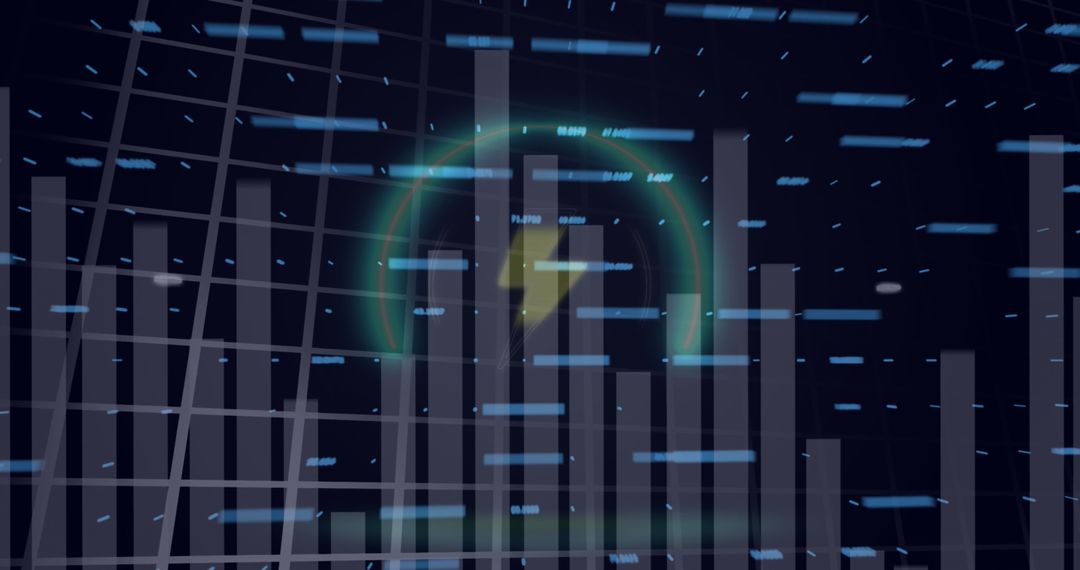 Digital Financial Analysis with Thunderbolt Icon in Teal