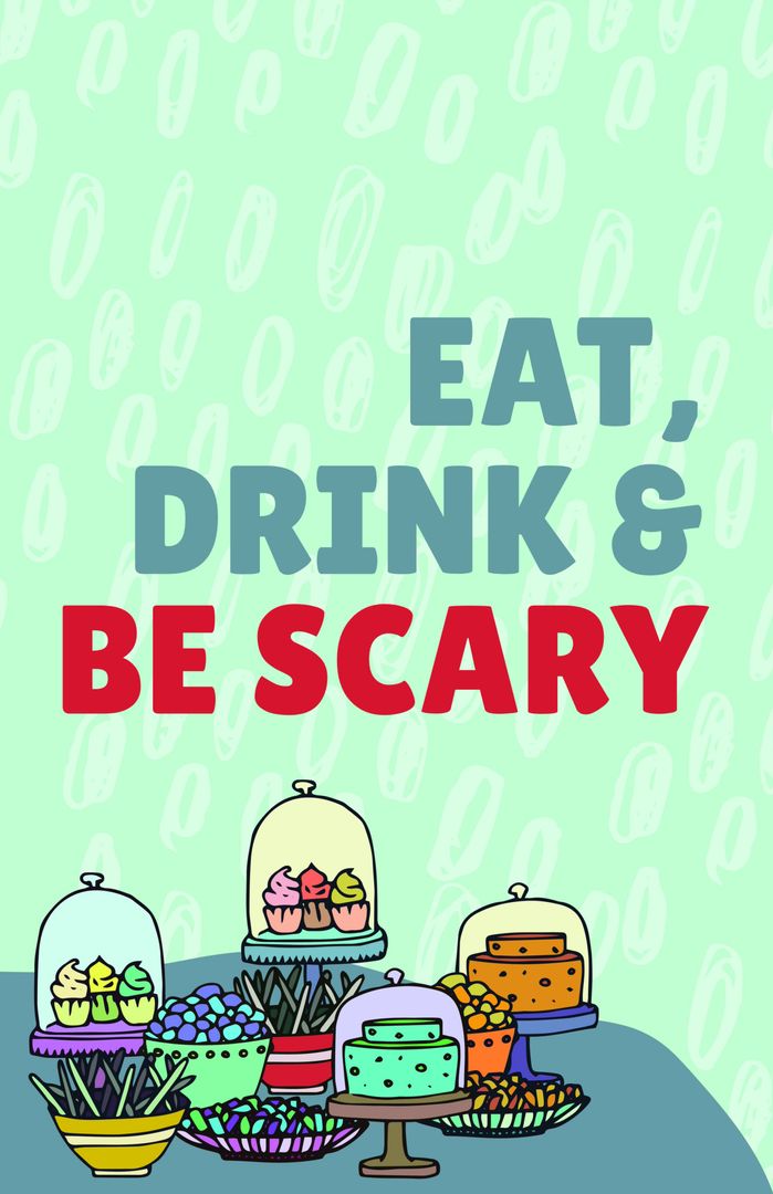 Whimsical Halloween Invitation with Treats and Spooky Quote