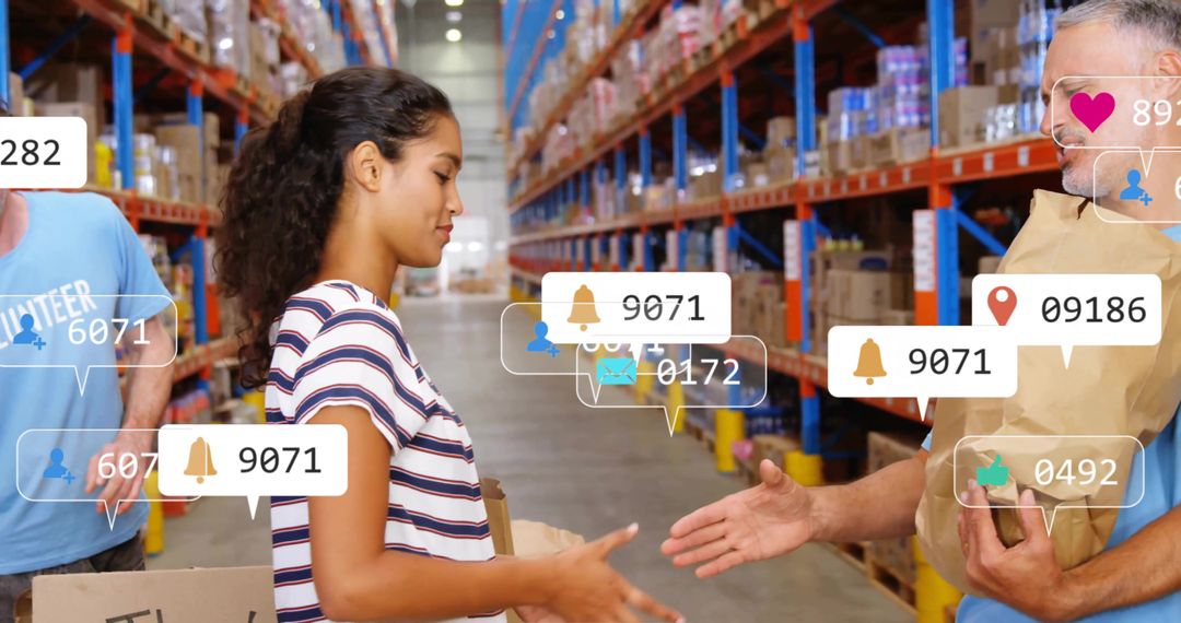 Volunteers Working Together for Charitable Distribution in Warehouse