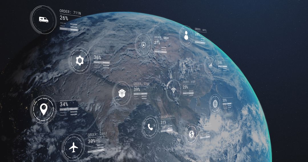 Digital Data Icons Overlaying Globe for Global Retail Concept