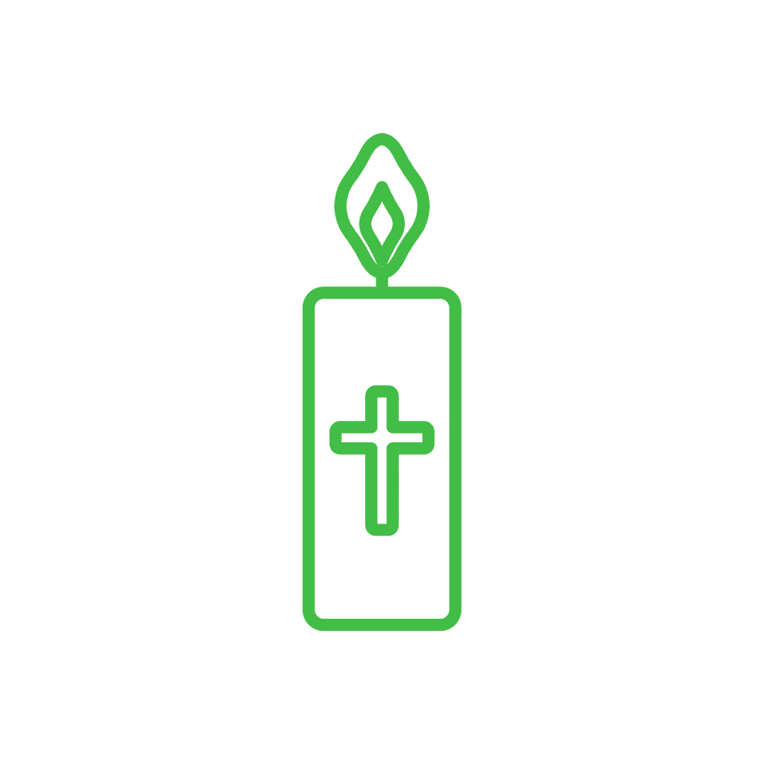 Green Candle with Christian Cross on Transparent Background