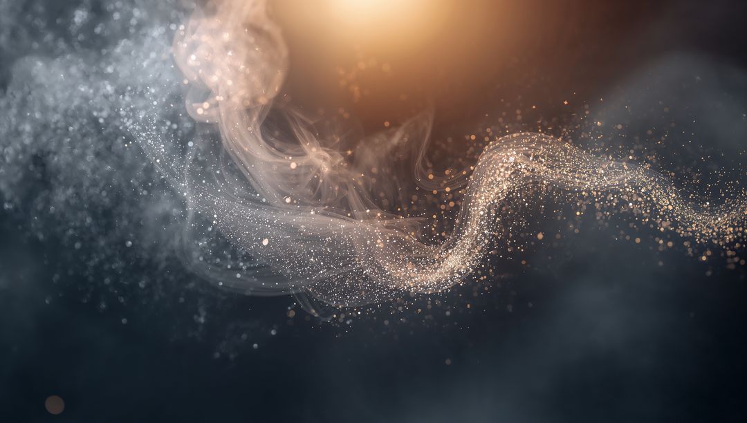 Abstract Swirling Mist with Golden Particles in Dark Space
