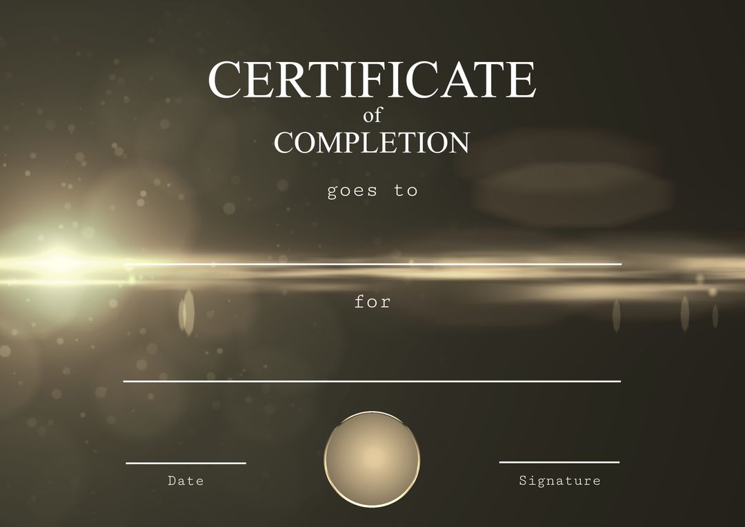 Certificate of Completion Template with Glowing Light Background - Download Free Stock Templates Pikwizard.com