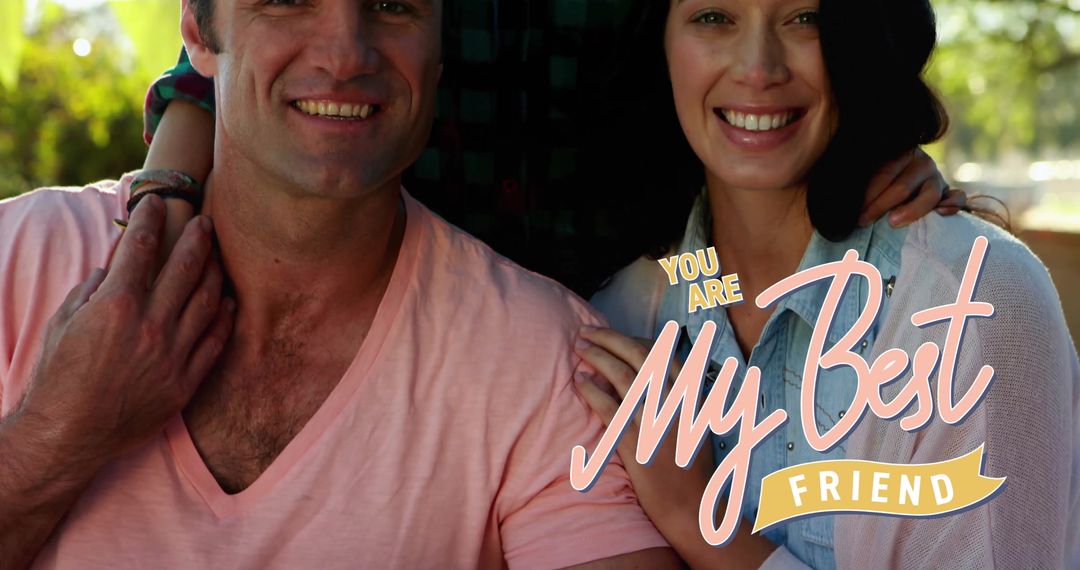 You Are My Best Friend Text with Happy Family in Park