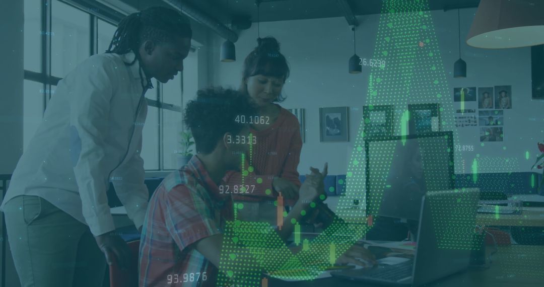 Team Analyzing Digital Financial Data in Modern Workspace