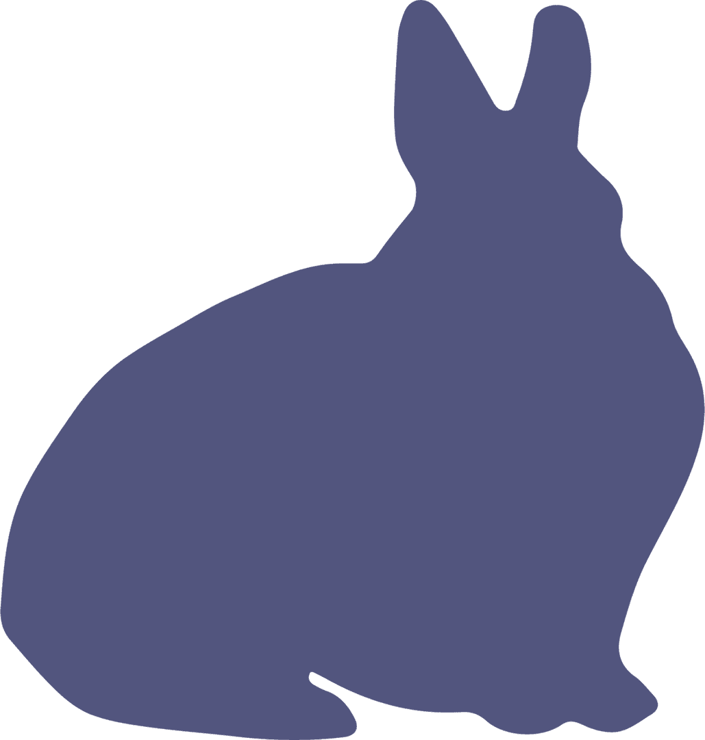 Blue Rabbit Silhouette on Transparent Background for Nature and Tradition Uses