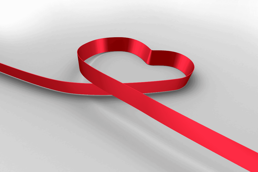 Transparent Red Ribbon Heart Shape Vector