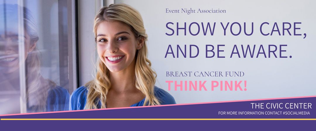 Smiling Woman Promoting Breast Cancer Awareness with Think Pink Message - Download Free Stock Templates Pikwizard.com