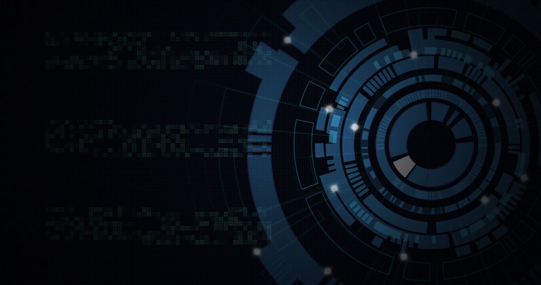 Futuristic Digital Interface with Moving Circles and Lights