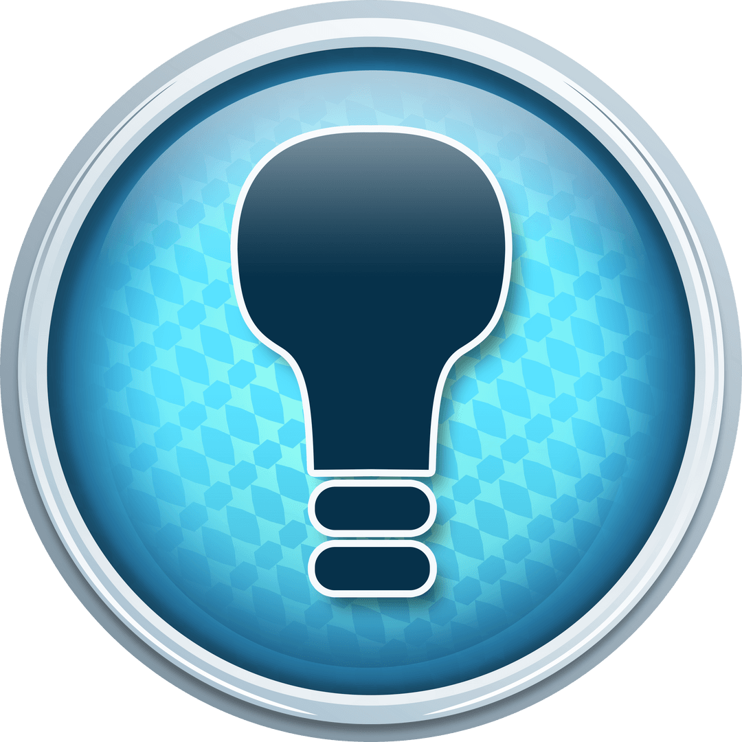 Transparent Lightbulb Icon with Blue Hexagonal Background