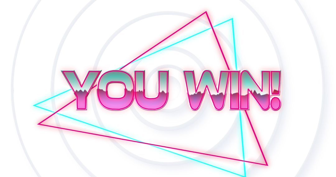 Vibrant 'You Win' Text with Neon Triangle Background