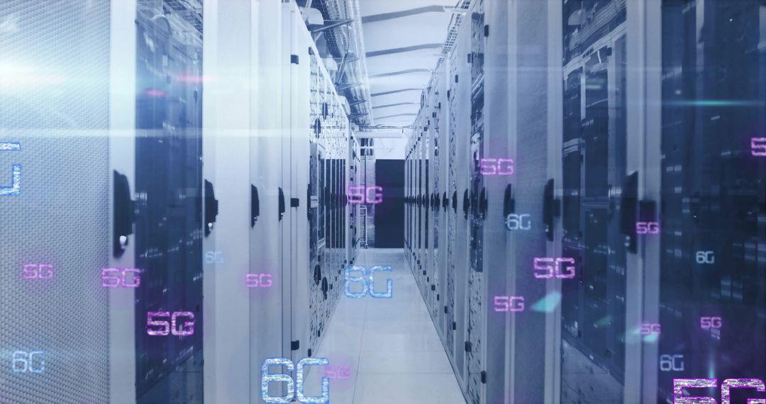 Futuristic Data Center with 5G 6G Digital Overlay