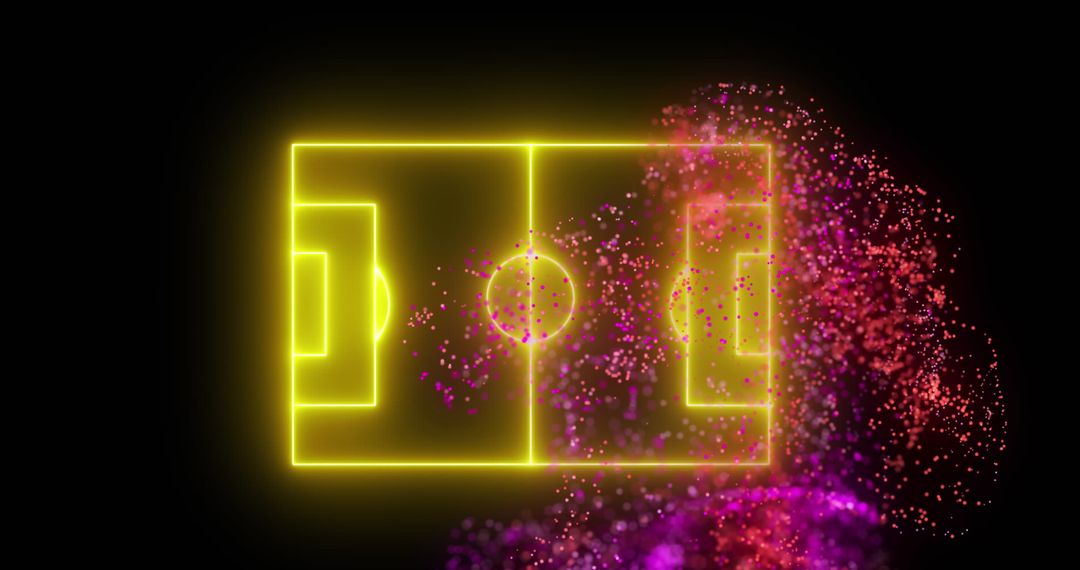 Neon Soccer Field with Dynamic Digital Wave Effects