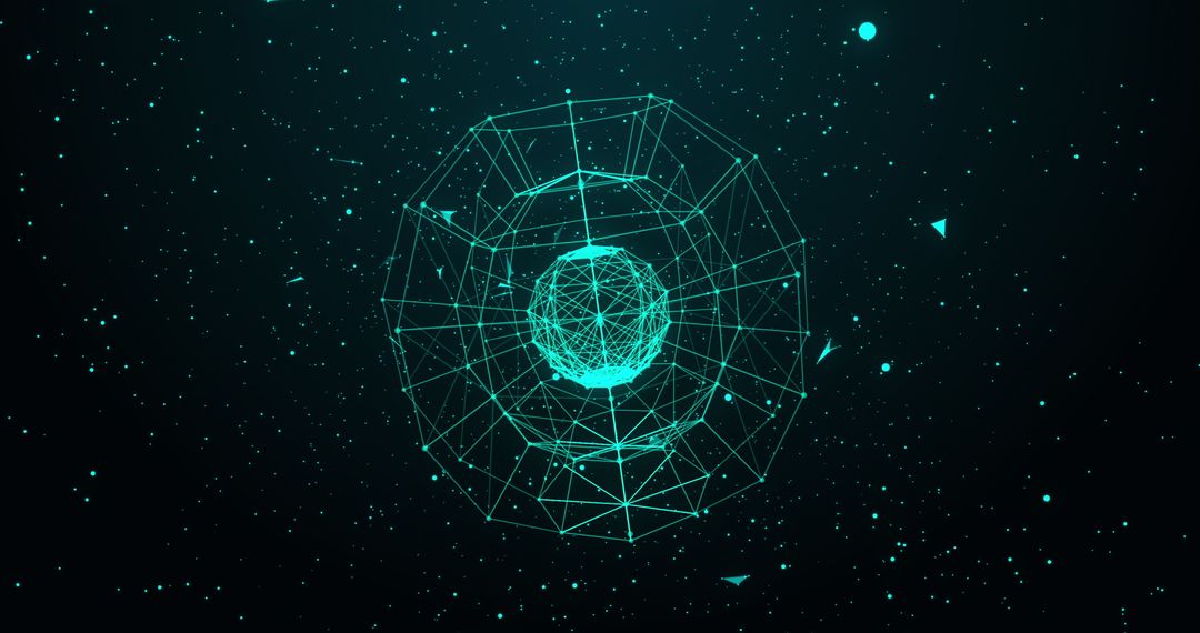 Glowing Digital Plexus Sphere with Network Connections in Space
