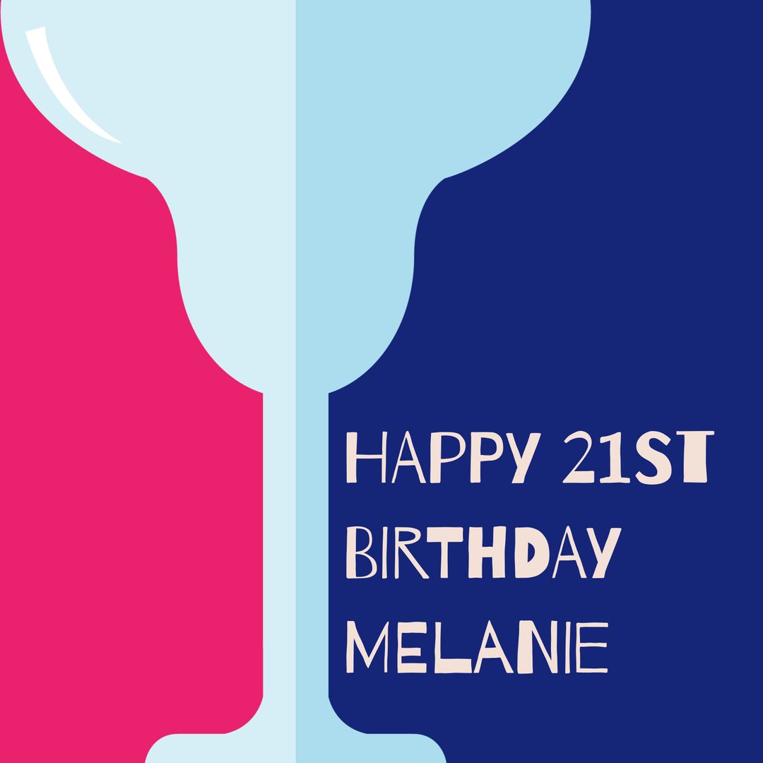 Happy 21st Birthday Celebration with Wine Glass and Vibrant Background - Download Free Stock Templates Pikwizard.com