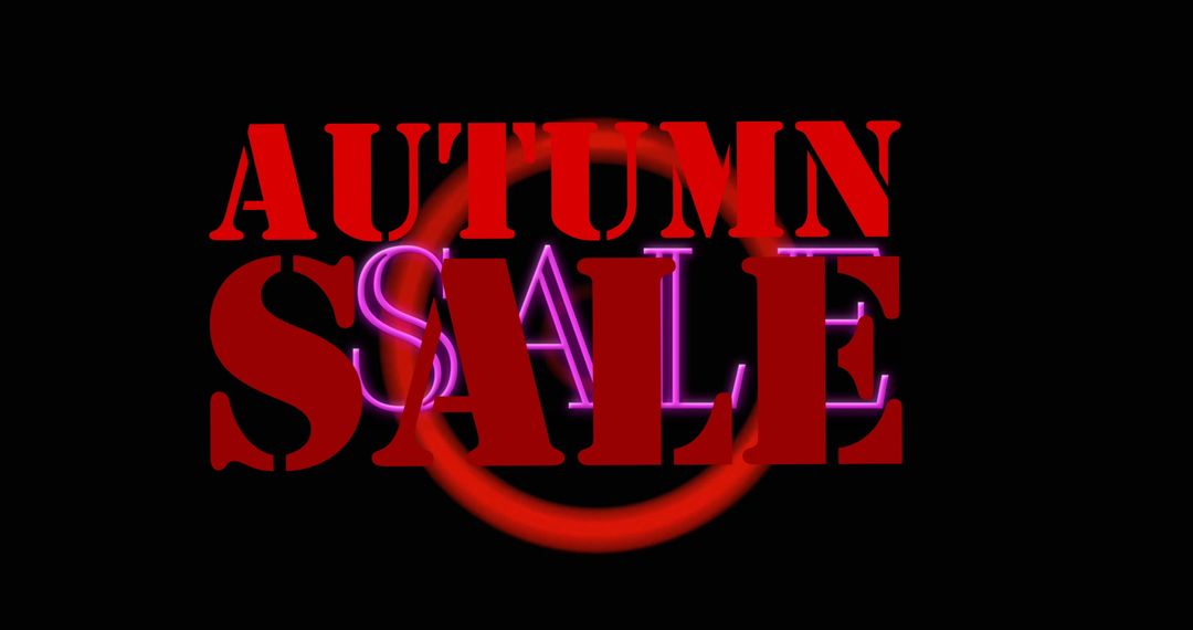 Bold Autumn Sale Text with Neon Overlay and Glowing Ring