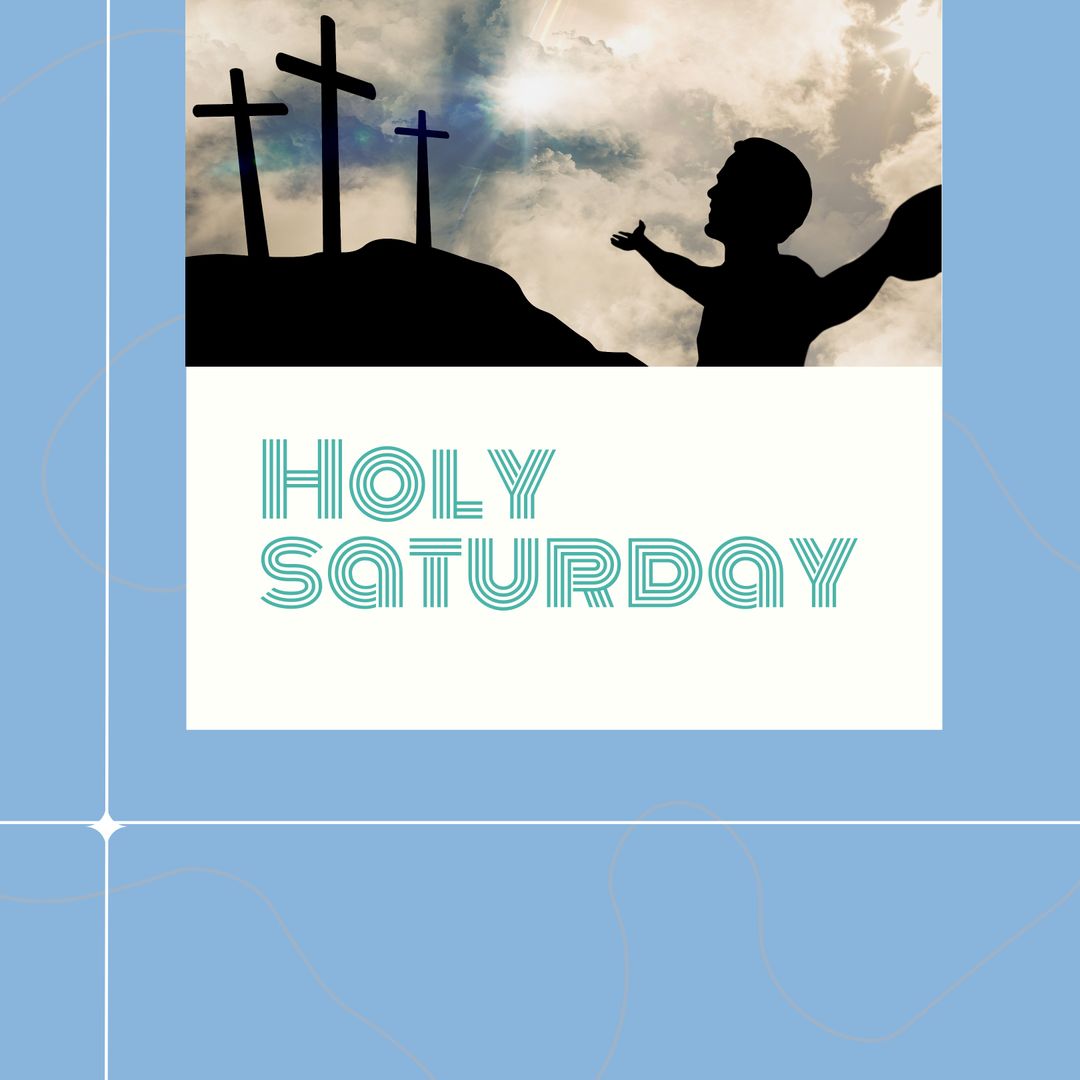 Holy Saturday Silhouette with Crosses on Mountain