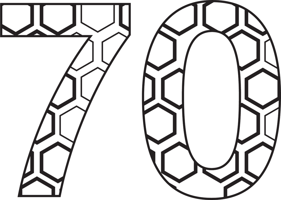 Number 70 with Hexagonal Pattern on Transparent Background - Download Free Stock Images Pikwizard.com