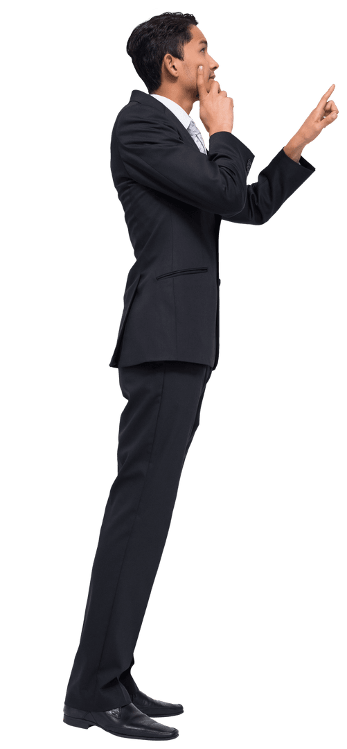 Biracial Businessman Presenting Ideas on Transparent Background