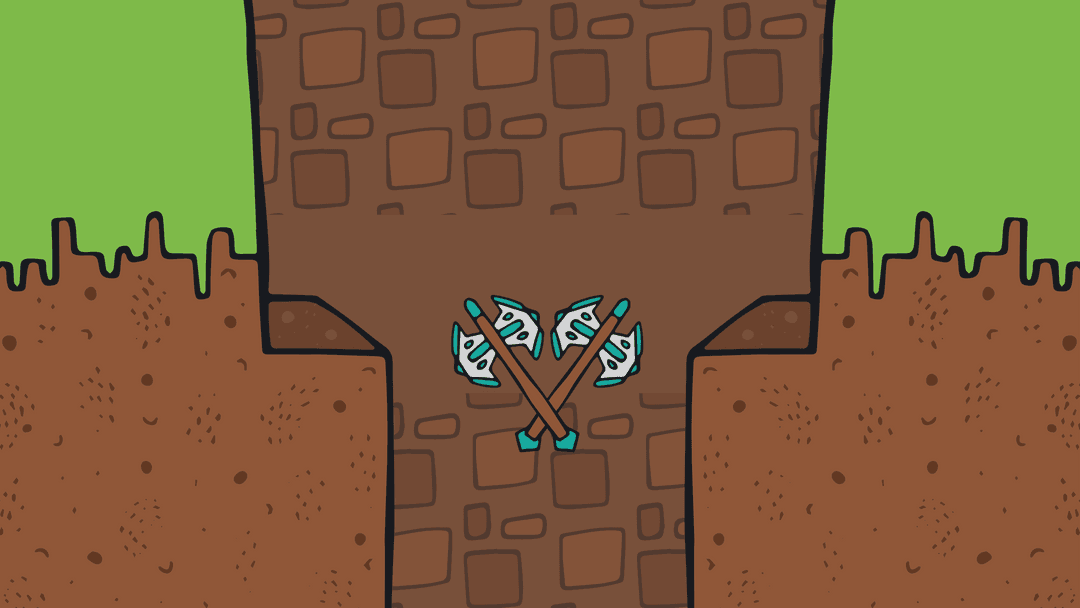 Transparent Battle Axe on Stylized Brick Background