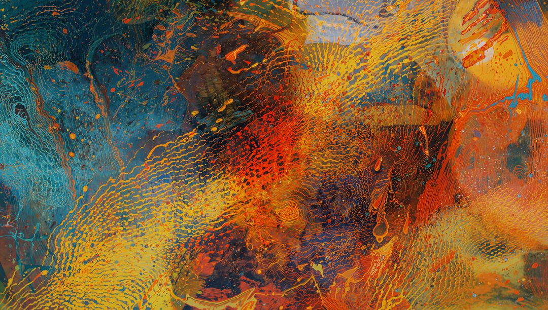 Vibrant Abstract Paint Swirls with Marbled Veins, Drips and Layered Impasto Texture
