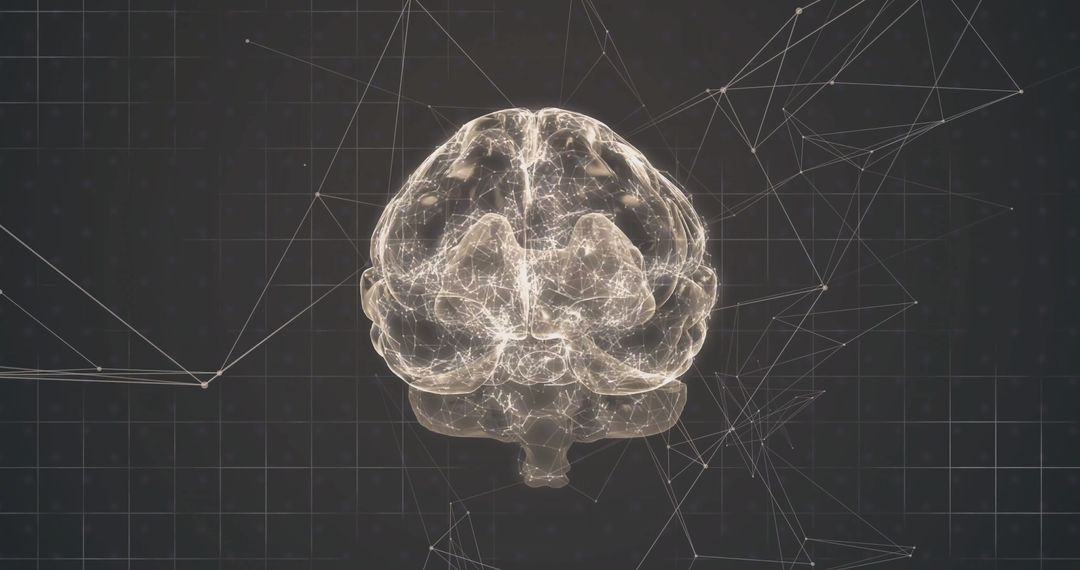 Digital Brain on Grid Background Illustrating Abstract Network Connections