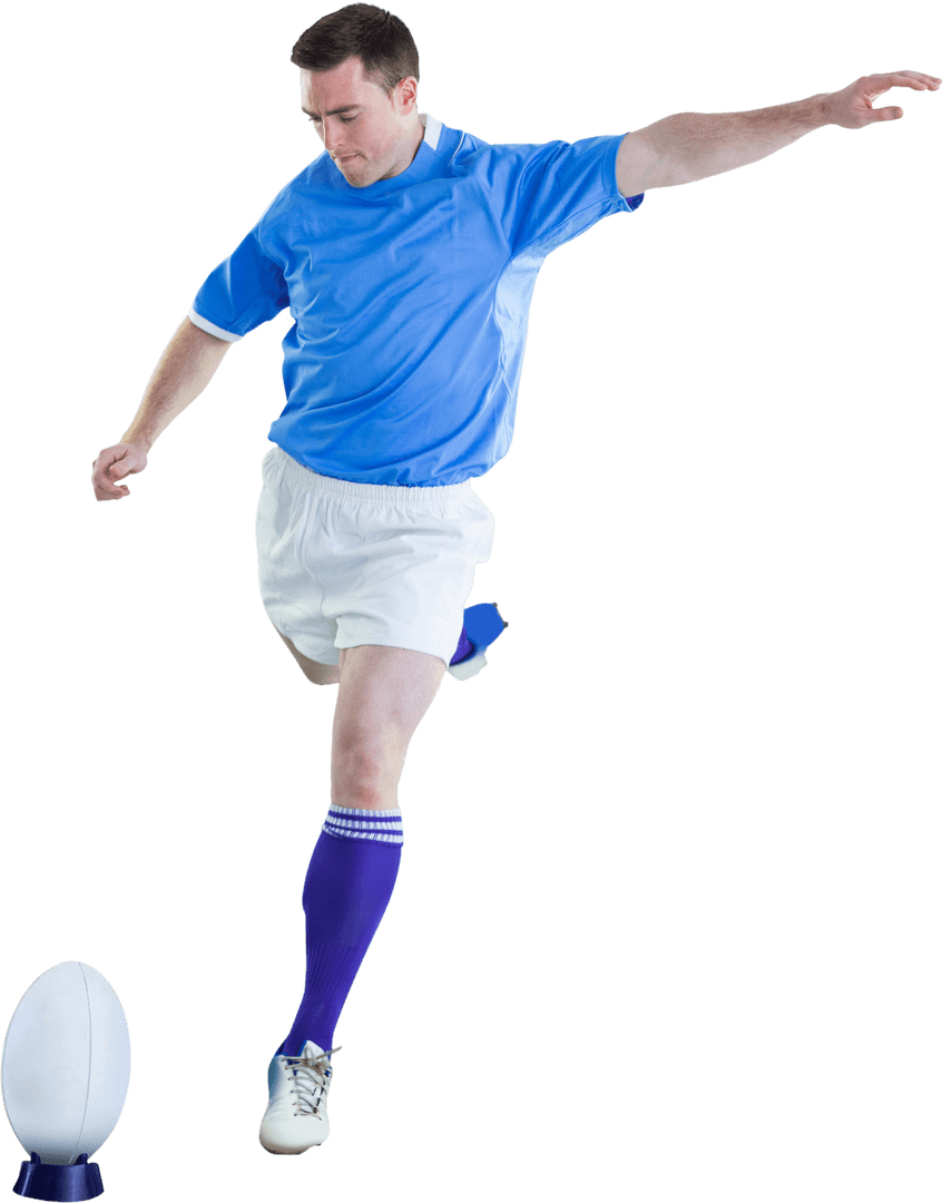 Transparent Rugby Player Kicking Ball with Precision