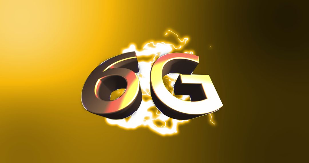 Futuristic 6G Concept with Lightning Effects on Green Background