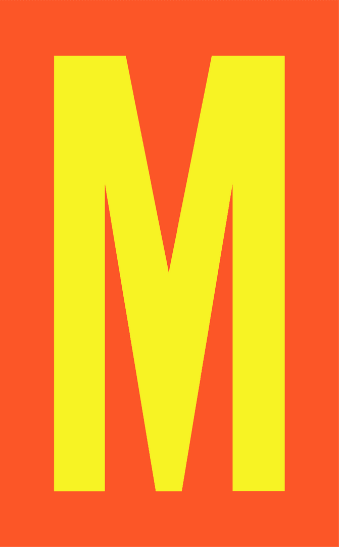 Bold Yellow M on Transparent Background Chevron Bookmark Style